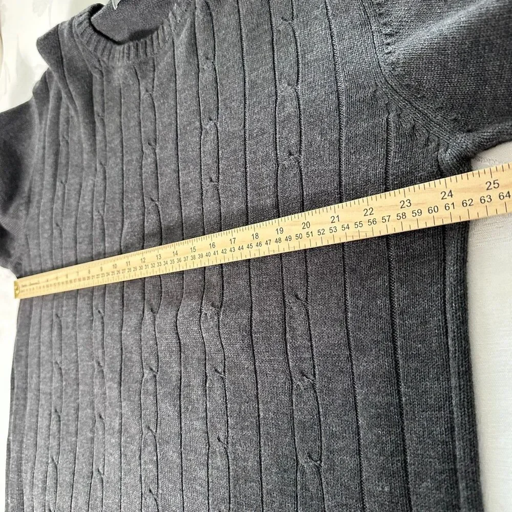 Oscar De La Renta Mens-XXL Sweater Gray Cable Knit Preppy Office Casual Workwear